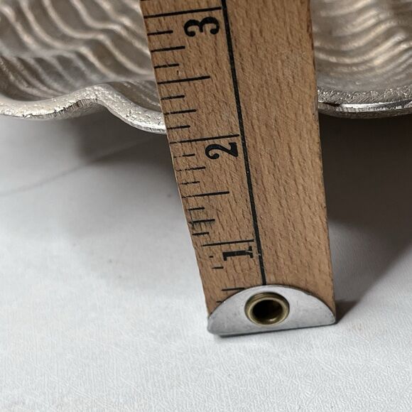 Set Of 2 Silver Metallic Brass? Clam Trinket Dishes 11x11” Made In India - Picture 7 of 13